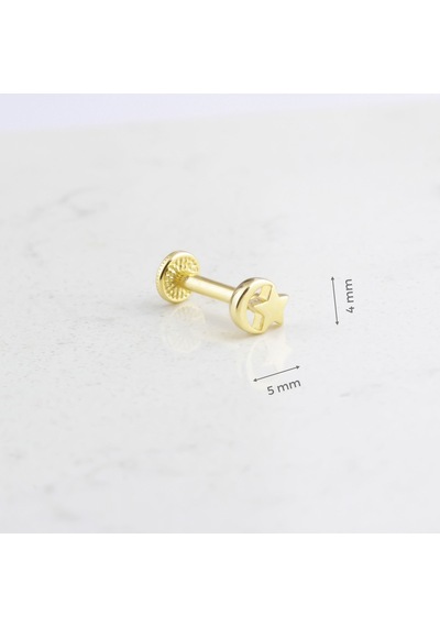 Glorria Altın Ay Yıldız Tragus Piercing Çok Renkli