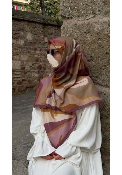 Qalortex Scarf Pamuklu Soft Rânâ Desen Eşarp-gül Kurusu
