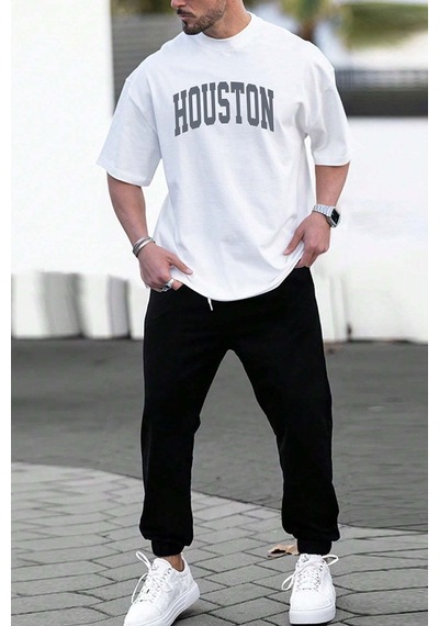 Uyguntarz Unisex Houston 2'li Eşofman Takımı Beyaz