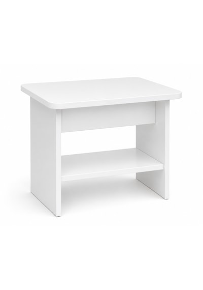 Nova Raflı Ofis Sehpası, Raflı Orta Sehpa, Raflı Ara Sehpa, 60 X 50 Cm Tabla, Yükseklik 45 Cm Beyaz
