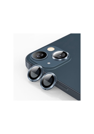 Ally Apple Uyumlu iPhone 13 - 13 Mini 3D Metal Çerçeveli Kamera Lens Koruyucu Mavi