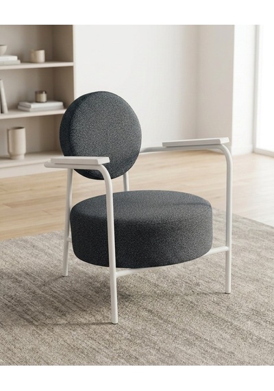 Venüs Tekli Koltuk Soft Kumaş Ofis Bekleme Koltuğu Berjer Metal Beyaz Renk İskeletli - Antrasit