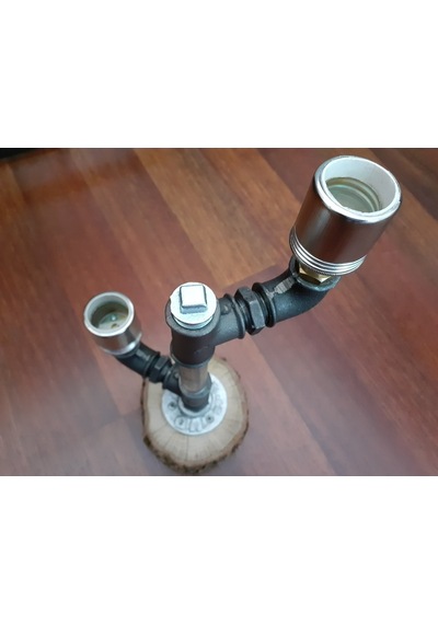 Endüstriyel Borulu Rustik Vintage Tarz Masa Lambası - Ehd-Ml3X-20