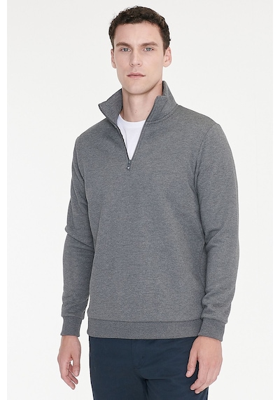 AC&Co / Altınyıldız Classics Standart Fit Normal Kesim İçi Polarlı Bato Yaka Pamuklu Erkek Sweatshirt Antrasit Melanj Antrasit AC&Co / Altınyıldız Classics Standart Fit Normal Kesim İçi Polarlı Bato Yaka Pamuklu Erkek Sweatshirt Antrasit Melanj Antrasit