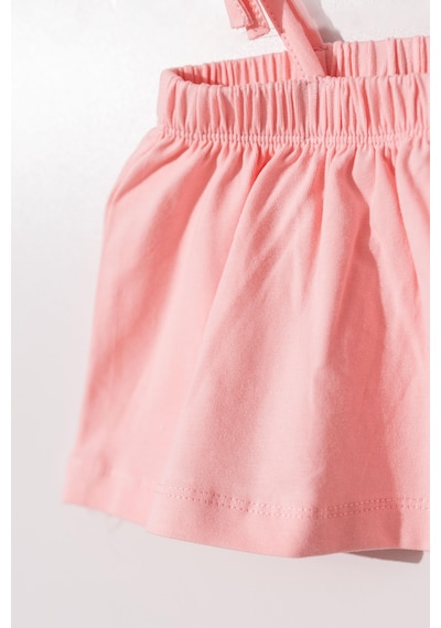Kıpırık Baby Kız Bebek Çocuk Askılı Pembe Tişört Çiçekli Etekli Takım-1151 Pembe