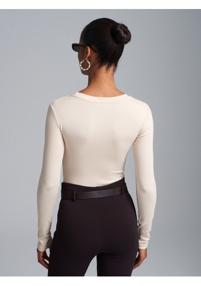 Dilvin 32695 Uzun Kollu Bodysuit-taş Taş