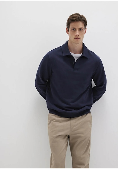 Mavi Yarım Düğmeli Polo Yaka Lacivert Erkek Sweatshirt M0s10420-82318 Lacivert