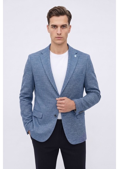 Plus Scorpion Erkek Esnek Kumaş Slim Fit Blazer Ceket Günlük & Ofis Şıklığı Lacivert