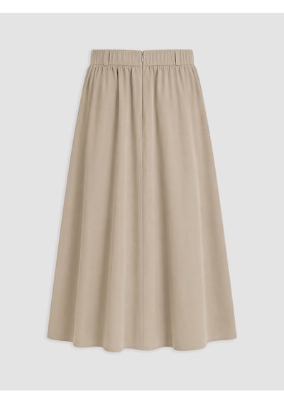 Lcw Modest Haki Beli Lastikli Poplin Kloş Etek
