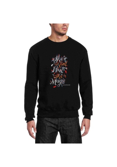 Charles Bukowski Shes Mad But She Baskılı Siyah Erkek Sweatshirt