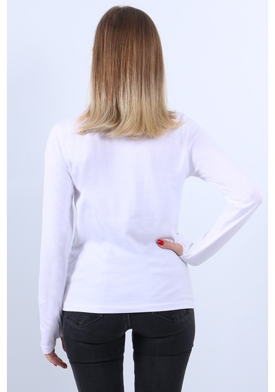 Kadın Boğazlı Parmak Detaylı Uzun Kollu Body 3lü Set Beyaz