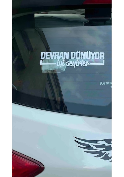 Devran Dönüyor, İyi Seyirler Yazı Jdm Araba-motosiklet Cam Etiket Sticker 24x7cm Beyaz Renk Beyaz