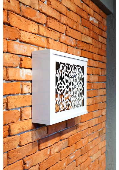 Modem Saklama Kutusu Sürgülü Yana Açılır 35 X 40 Motifli Beyaz