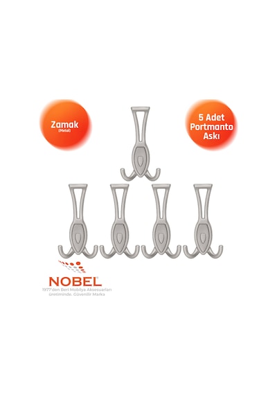 Zepli N Portmanto Askısı, Metal Vestiyer Askısı, Matkrom Matkrom, Duvar Ve Dolap Askılığı 5'li Set Vidalı Mat Krom