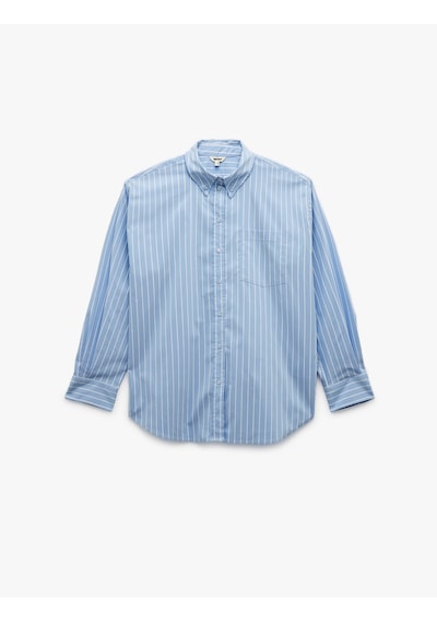 Koton Klasik Yaka Uzun Kollu Oversize Poplin Gömlek Mavi Çizgili 6wak60022pw Mavi Çizgili Koton Klasik Yaka Uzun Kollu Oversize Poplin Gömlek Mavi Çizgili 6wak60022pw Mavi Çizgili