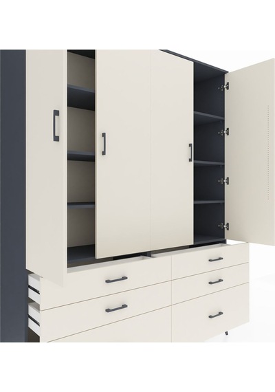 Hyperion Gardrop 8 Raflı 6 Çekmeceli 4 Kapaklı 176x44x221 Antrasit-aytaşı Aytaşı Hyperion Gardrop 8 Raflı 6 Çekmeceli 4 Kapaklı 176x44x221 Antrasit-aytaşı Aytaşı