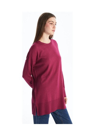 Lcwaıkıkı Classic Mürdüm Bisiklet Yaka Kadın Triko Tunik