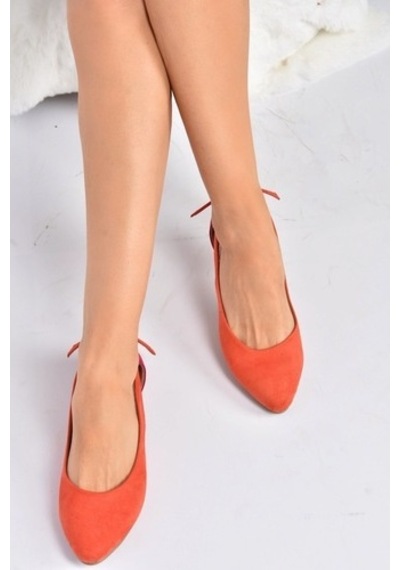 Fox Shoes Fuşya/Turuncu Süet Kadın Babet H726324002 Turuncu