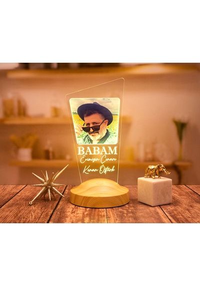 Babaya Hediye, Resimli , Babalar Günü Hediyesi, Babama Hediye,fotoğraflı Renkli 3d Led Lamba