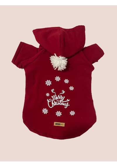Kapişonlu Sweatshirt Köpek Ve Kedi Yılbaşı Kıyafeti - Yılbaşı Özel Noel Baba S Beden