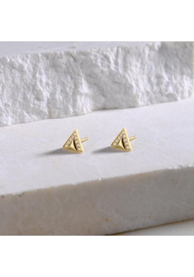 Goldkupe 14 Ayar Altın Üçgen Taşlı Küpe 0,92 Gr-4287