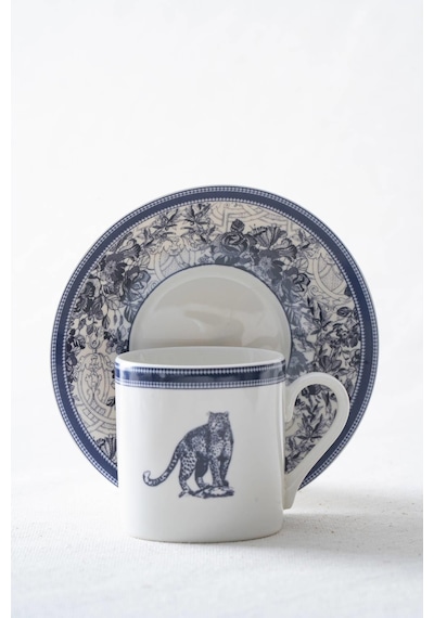 Acar Home Pars 6 Kişilik Kahve Fincanı Takımı - 90 Ml Beyaz - Lacivert