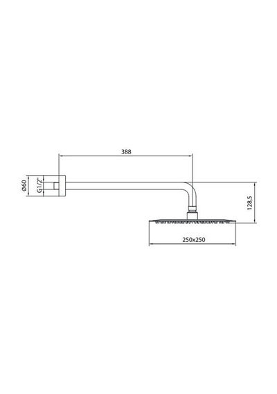 Ar Efes Tepe Duş Başlığı 250x250 Mm Duvardan Borulu L 388mm 102145088 Krom