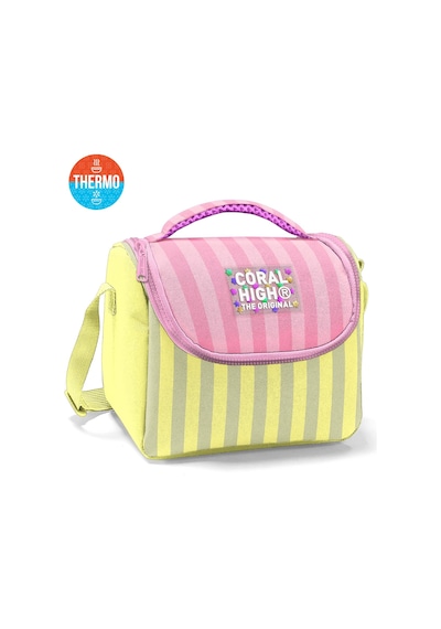Coral High Pembe Sarı Çizgi Desenli 3 Lü Okul Çanta Seti Set0133223 Bej - Sarı