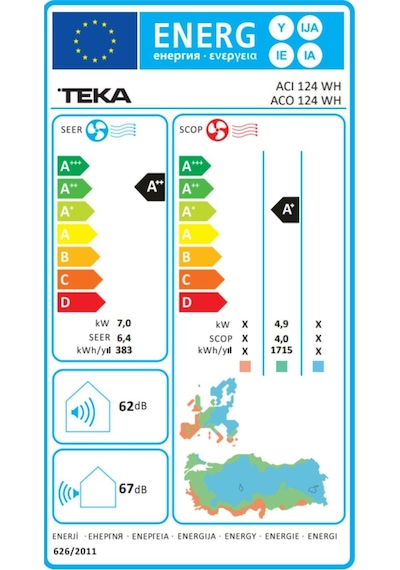 Teka ACI 124 WH ACO 124 WH A++ 24000 BTU Inverter Duvar Tipi Klima