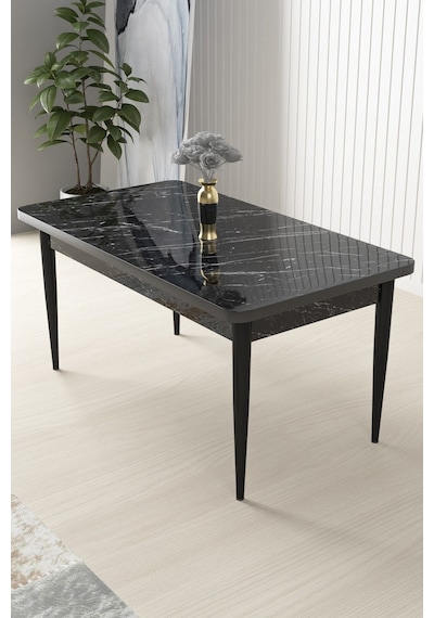 Canisa Arp Serisi, Siyah Mermer Desen Masa 71x110 Sabit Mutfak Masa Takımı, 4 Krem Sandalye Beyaz Canisa Arp Serisi, Siyah Mermer Desen Masa 71x110 Sabit Mutfak Masa Takımı, 4 Krem Sandalye Beyaz