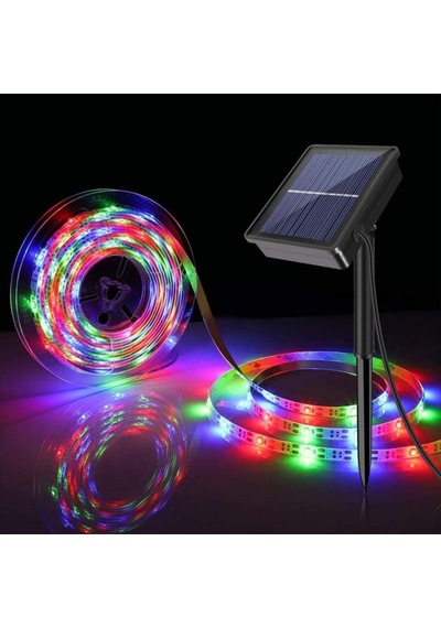 Upway Güneş Enerjili Solar Aydınlatma Rgb 3 Metre Silikonlu Şerit Led Ev Bahçe Süsleme Dekor Standart