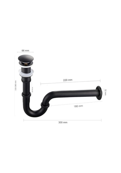 Pop-up Basmalı Paslanmaz Çelik Metal Lavabo Sifonu Ksf101 Mat Siyah Genel