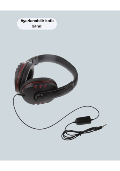 Stereo Kırmızıkulaklığı Yumuşak Pedli Mikrofonlu -