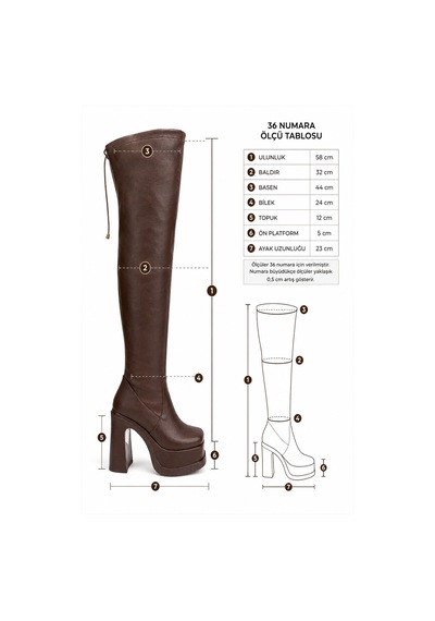 Preshley Kadın Lavin Siyah Diz Üstü 12 Cm Platform Topuklu Çizme