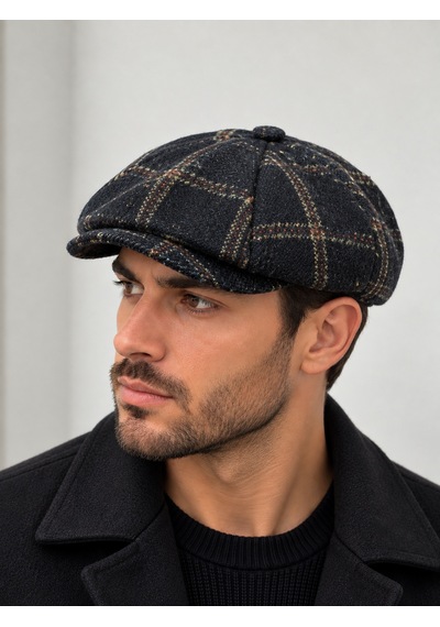 Aida Jewelss Modern Kasket Baretta Kışlık Şapka Peaky Blinders Şapka Siyah