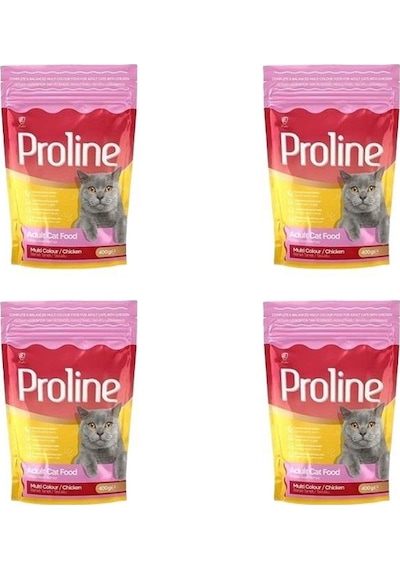 Pro Line Renkli Taneli Tavuklu Yetişkin Kedi Maması 4 x 400 G