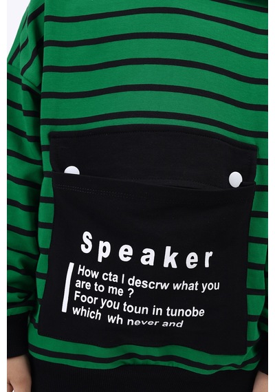 Toontoy Kids Toontoy Erkek Çocuk Speaker Baskılı Sweatshirt Çimen Yeşili