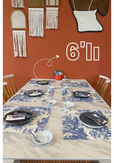 Toile De Jouy %100 Pamuk 6 Lı Amerikan Servis Seti 37x42 Cm - Zt300 Ekru