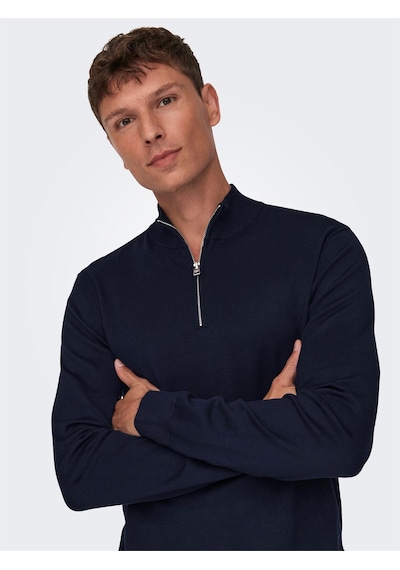 Only & Sons Onswyler Lıfe Reg 14 Half Zıp Knıt Noos Erkek Blue Kazak - 22021264 Blue