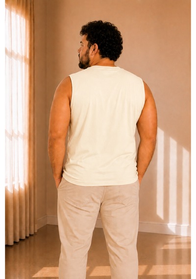 Sngl Tekstil Erkek Oversize Sıfır Kollu T-shirt S-m-l-xl-2xl Ekru