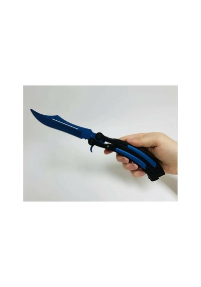 Cs2 Kelebek/butterfly Bıçak Plastik Kapalı Mavi Oyuncak 3d Keskin Değil