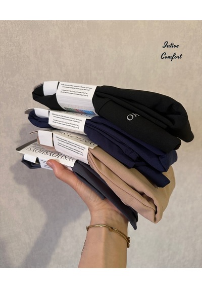 Intive Comfort Premium Dalgıç Kumaş Arka Bel Logo Detaylı Toparlayıcı Yüksek Bel Tayt Bej