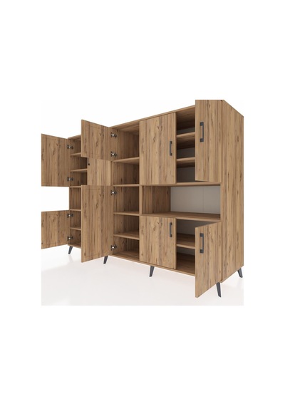 Kronos Dolap 14 Raflı 10 Kapaklı 220x59x163 Çam-çam Atlas Çam - Atlas Çam
