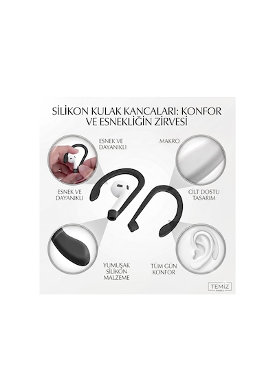 Silikon Kulaklık Kancası 2 Li Set Saplı Bluetooth Kulaklıklar İçin Düşme Önleyici Esnek Kulak Askısı, Spor Ve Günlük Kullanım Siyah Siyah Silikon Kulaklık Kancası 2 Li Set Saplı Bluetooth Kulaklıklar İçin Düşme Önleyici Esnek Kulak Askısı, Spor Ve Günlük Kullanım Siyah Siyah