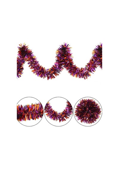 Mor Turuncu Renk 4 Cm Genişlik Garland Çift Renk Sim Süs 180 Cm Bx40