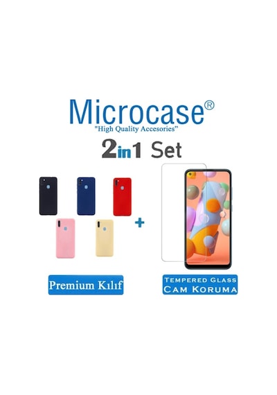 Samsung Galaxy Uyumlu A11 Premium Matte Silikon Kilif + Tempered Cam 428307534