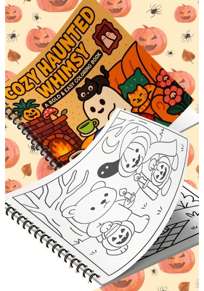 Cozy Haunted Whimsy Bold And Easy 20x20 Cm Büyük Boyama Kitabı, Çocuklar Ve Yetişkinler İçin
