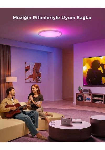 Govee Rgbww + Rgbıc Yuvarlak Akıllı Tavan Armatürü 12 Vvegov0050 Çok Renkli