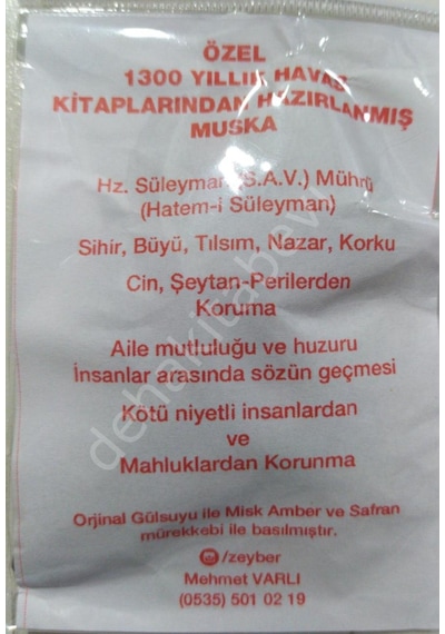 1300 Yıllık Havas Kitaplarından Hazırlanmış Muska