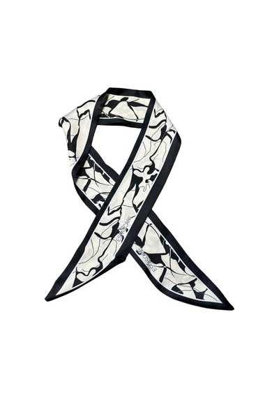 Tarzını Seç Kadife Çiçek Şeritli Fular Bandana Estascarf 7,5x100cm